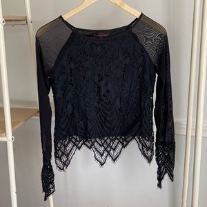 Material Girl Cropped Lace Top